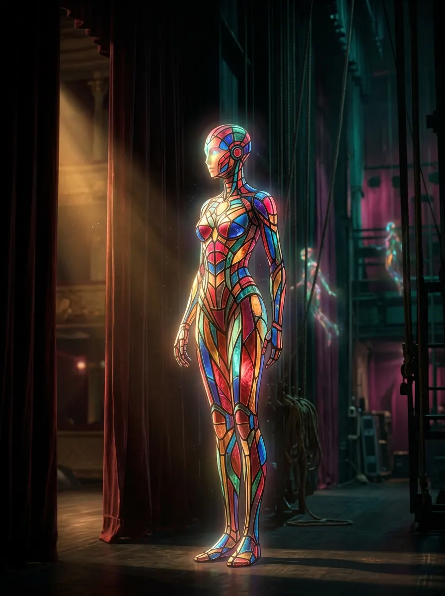 The stained-glass light beings