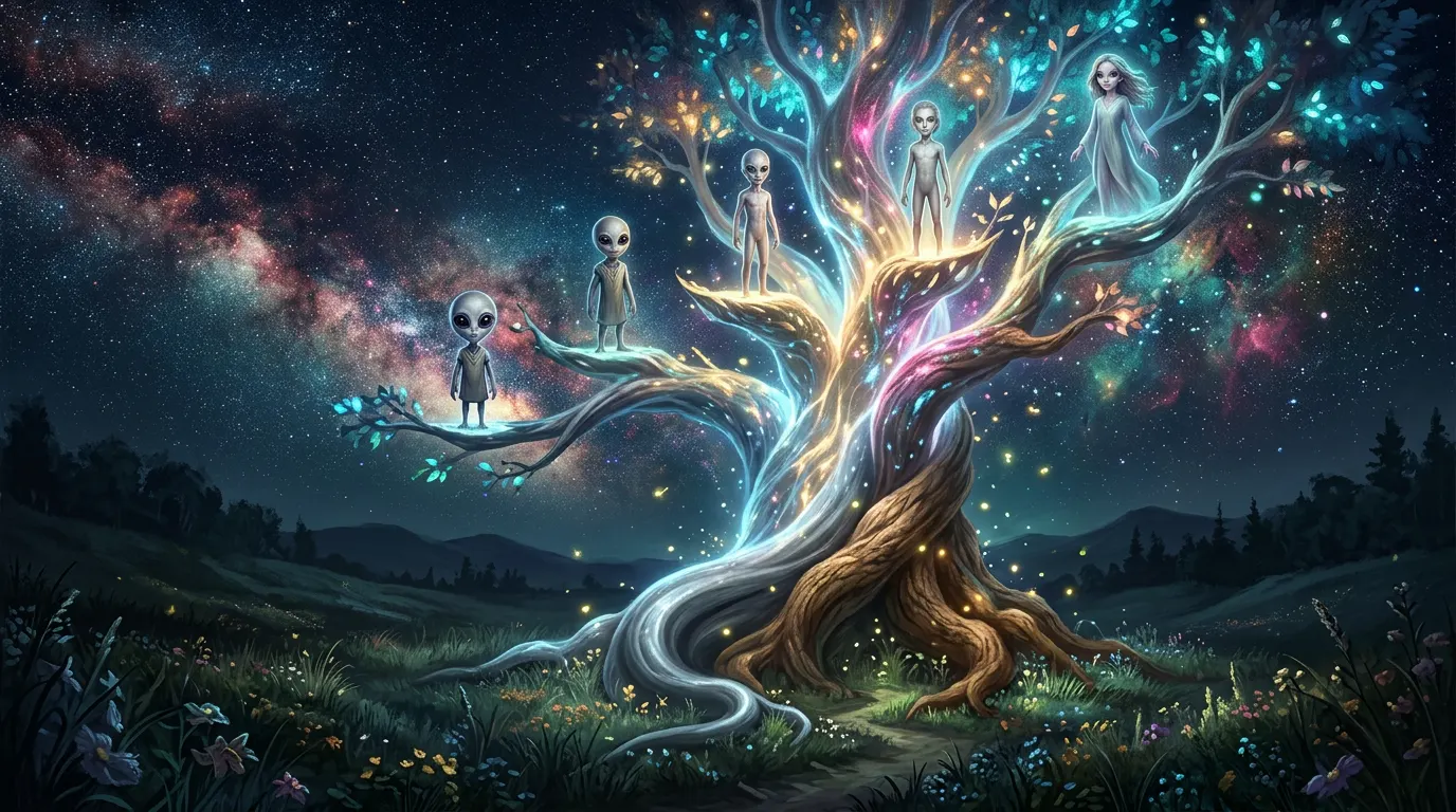 A family tree with five branches
